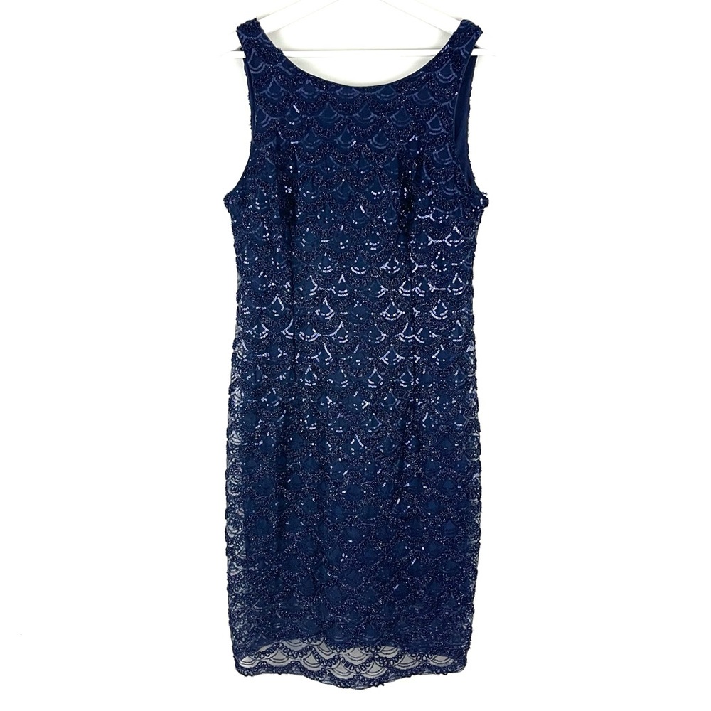 SD Collection Scalloped Sequin Dress